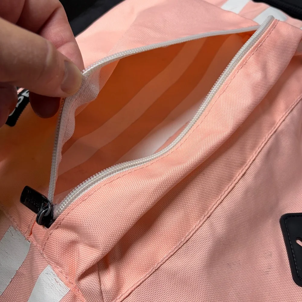 Adidas Drawstring Sackpack Peach Pink Black 3-Stripe Gym Bag 976595-D